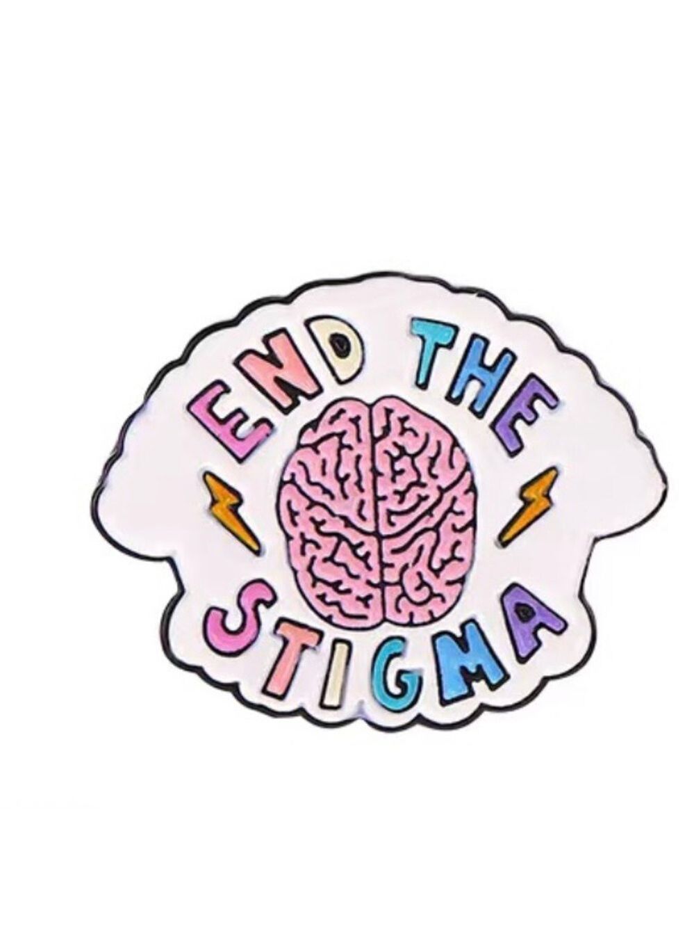 End the Stigma Mental Health colorful enamel cartoon pin lapel brooch - Picture 2 of 14